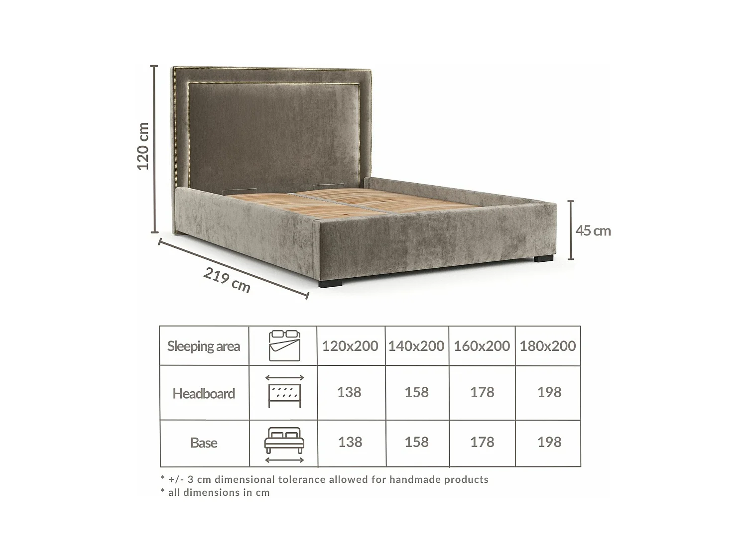 Polsterbett Como - 180 x 200 cm - Chenille-Stoff - dunkelgrau