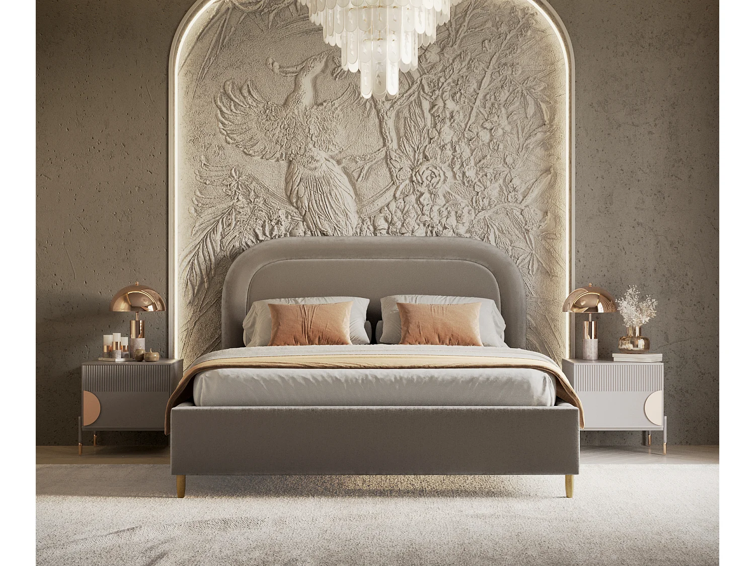 Lit coffre Mija - 120 x 200 cm - chenille - beige