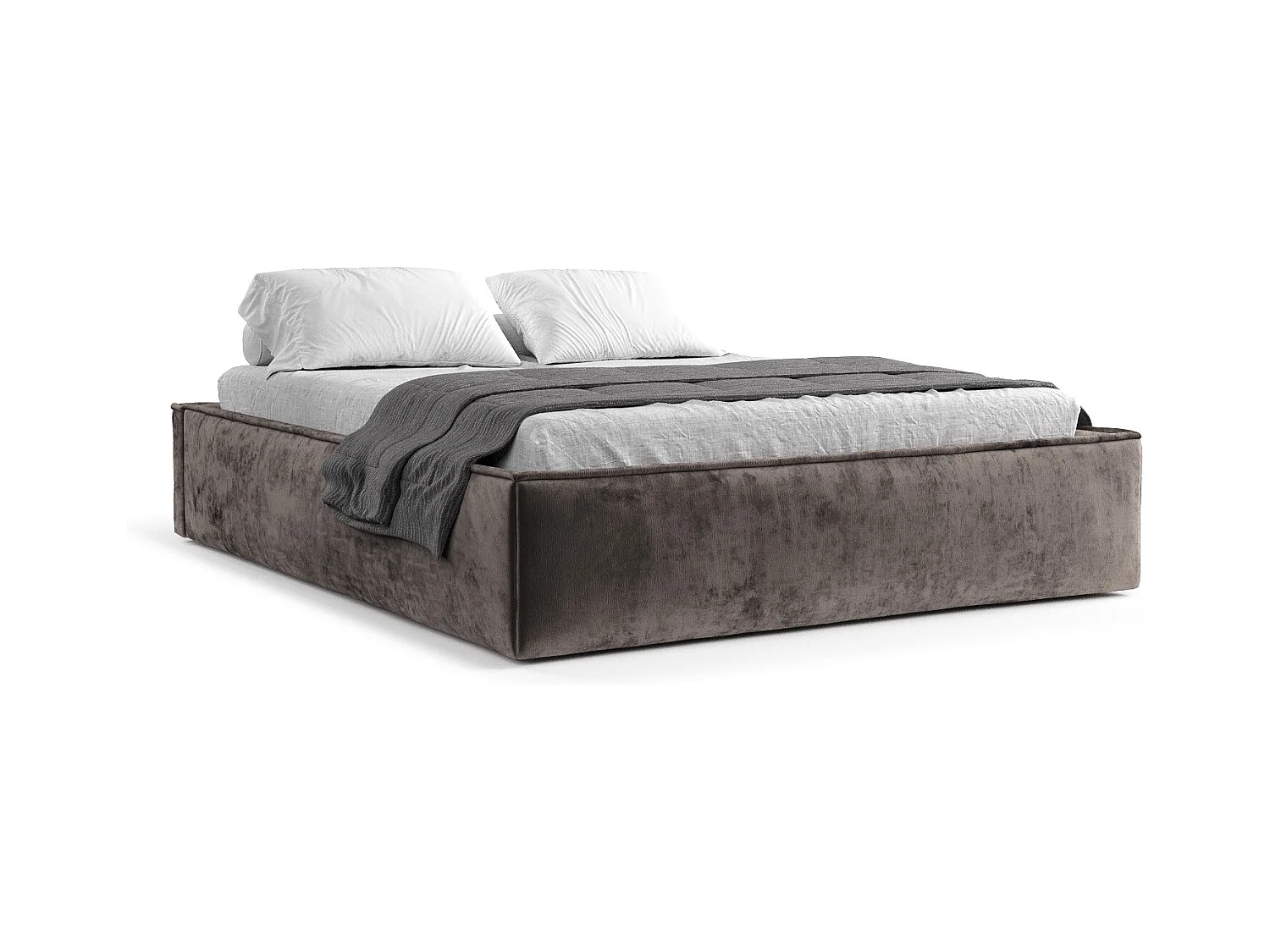 Polsterbett Alvar - 120 x 200 cm - Chenille-Stoff - braun