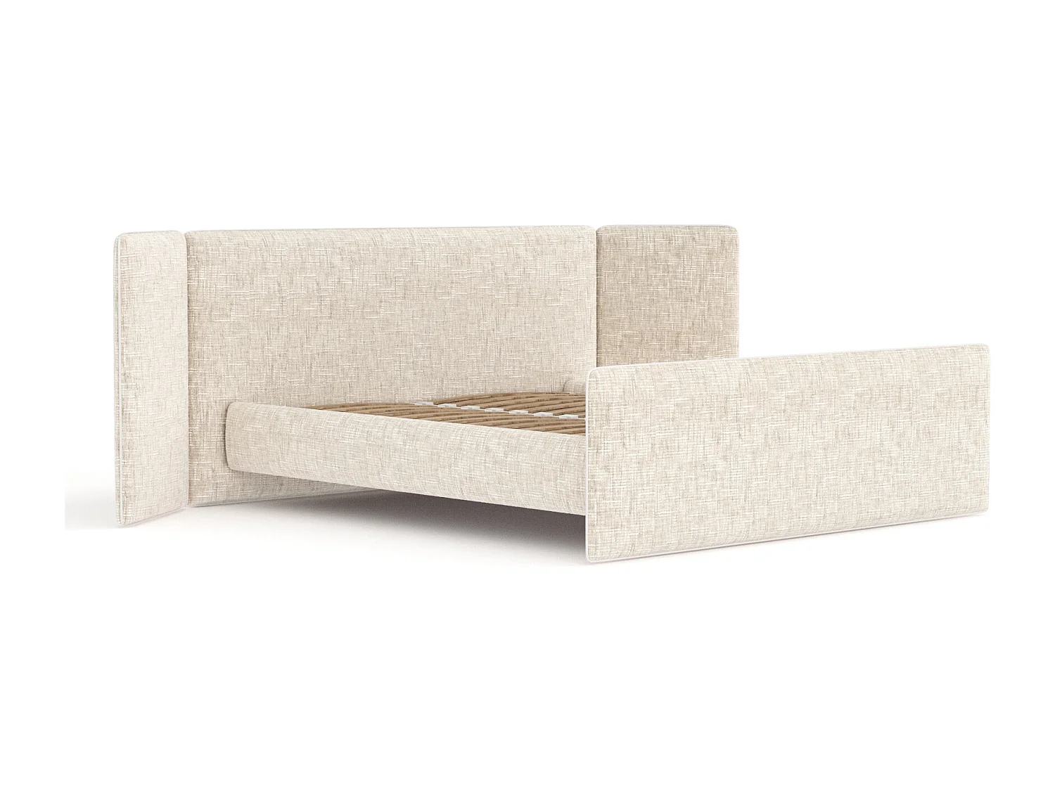 Polsterbett Tokyo - 140 x 200 cm - Webstoff - hellbeige