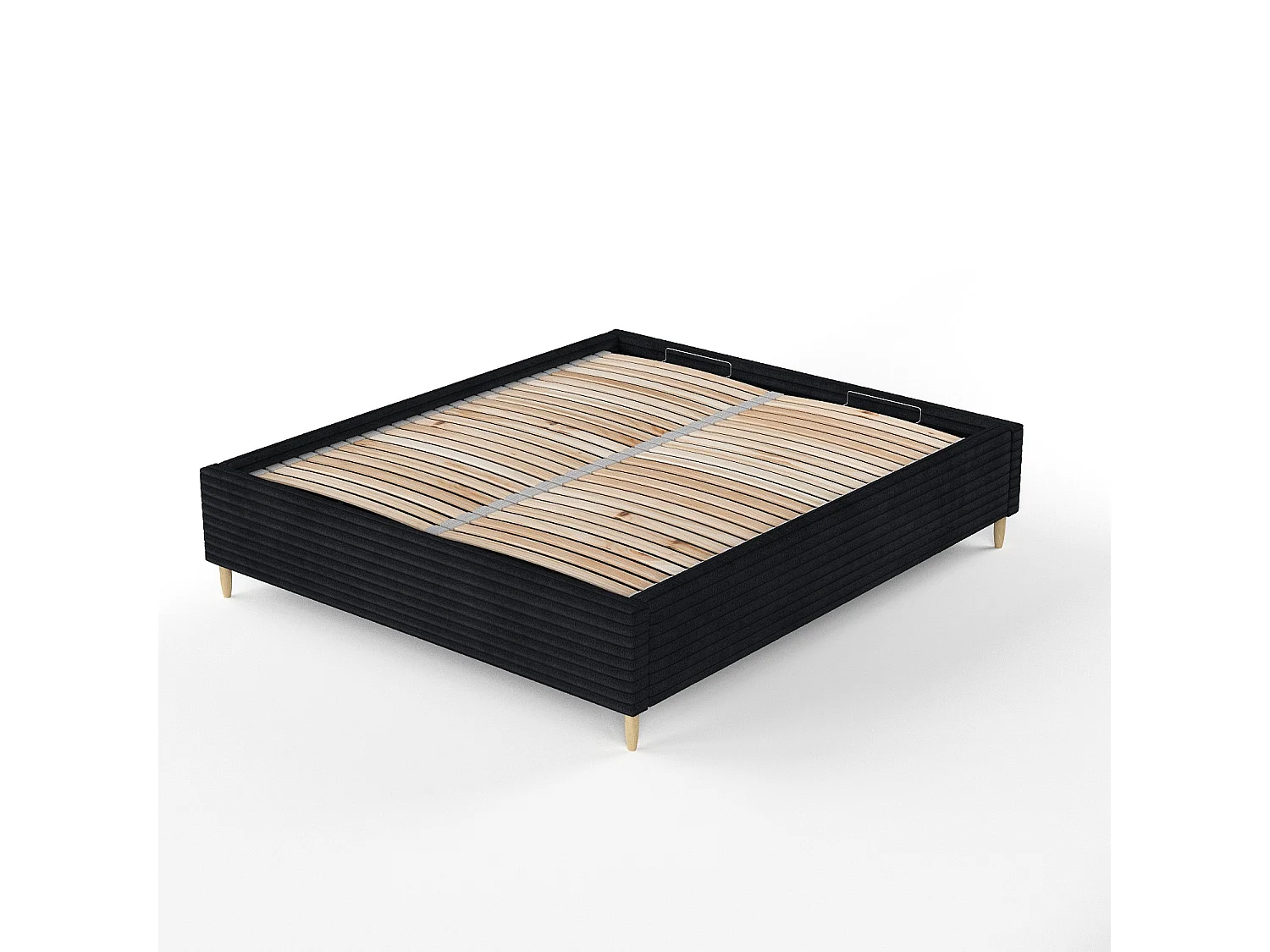 Polsterbett Larch - 160 x 200 cm - Samtstoff - schwarz