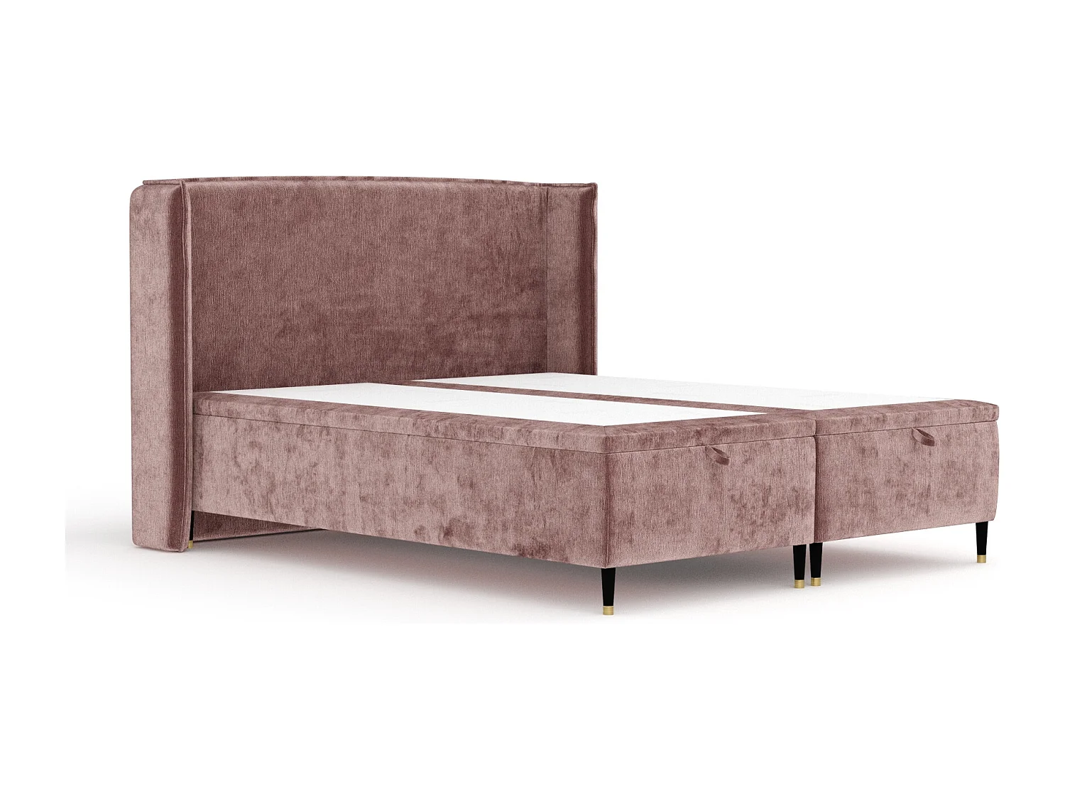 Lit coffre en tissu chenille Ritual - 200 x 200 cm - rose