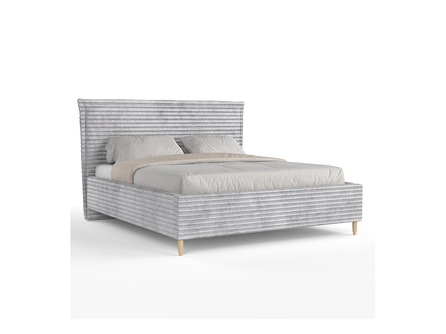 Lit coffre Cape Cod - 160 x 200 cm - velours - gris clair