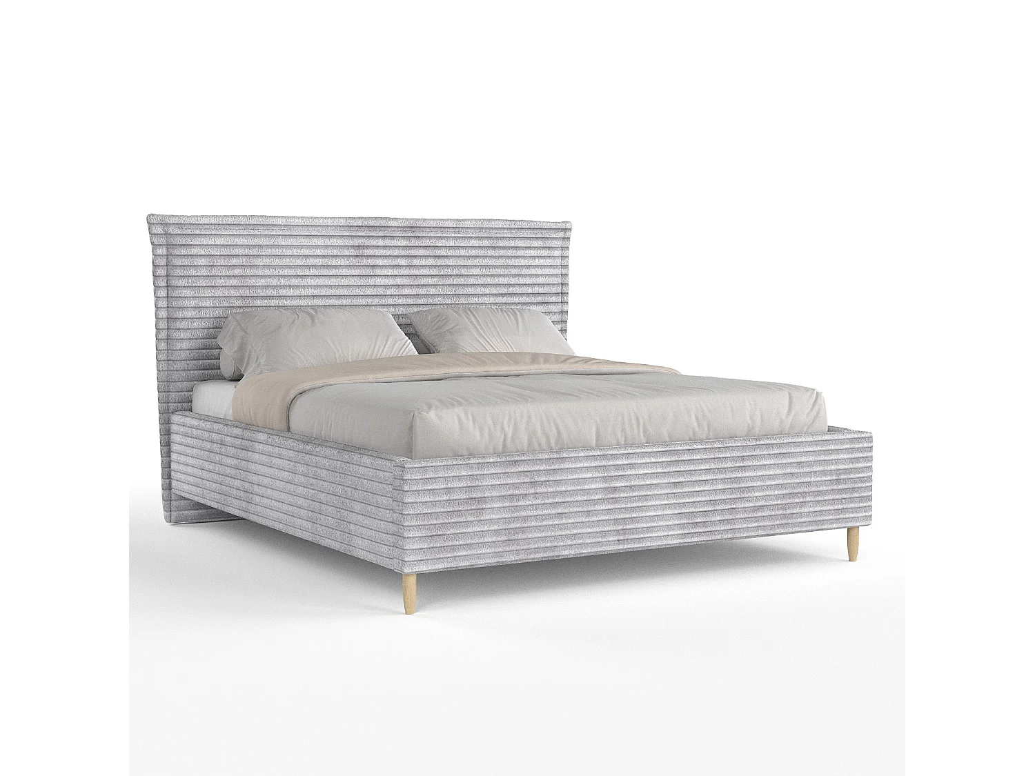 Polsterbett Cape Cod - 160 x 200 cm - Samtstoff - hellgrau