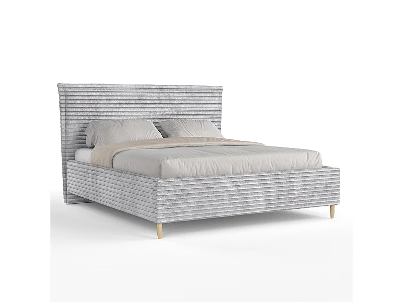 Lit coffre Cape Cod - 160 x 200 cm - velours - gris clair