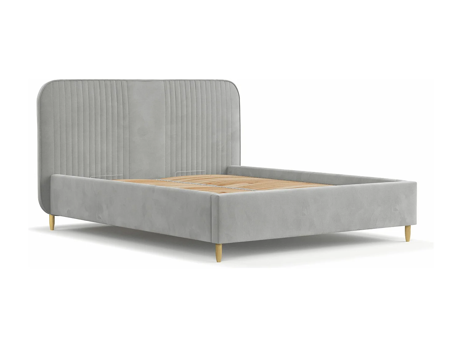 Lit coffre Livy - 180 x 200 cm - velours - gris