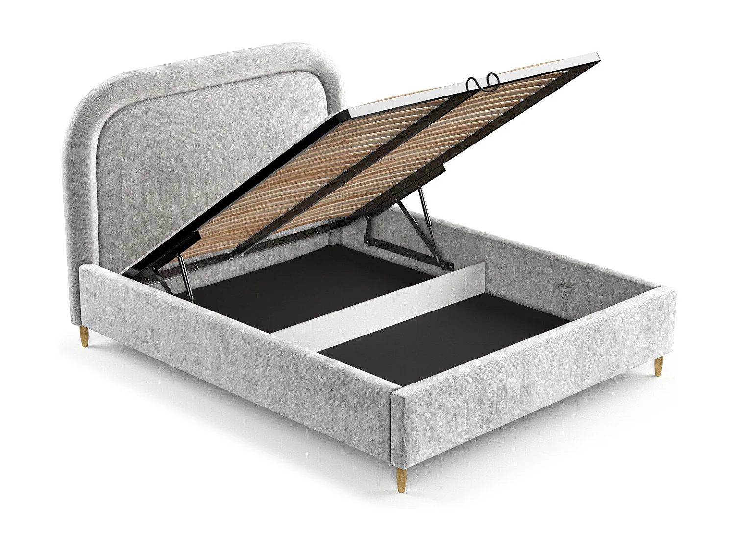 Polsterbett Mija - 120 x 200 cm - Chenille-Stoff - hellgrau