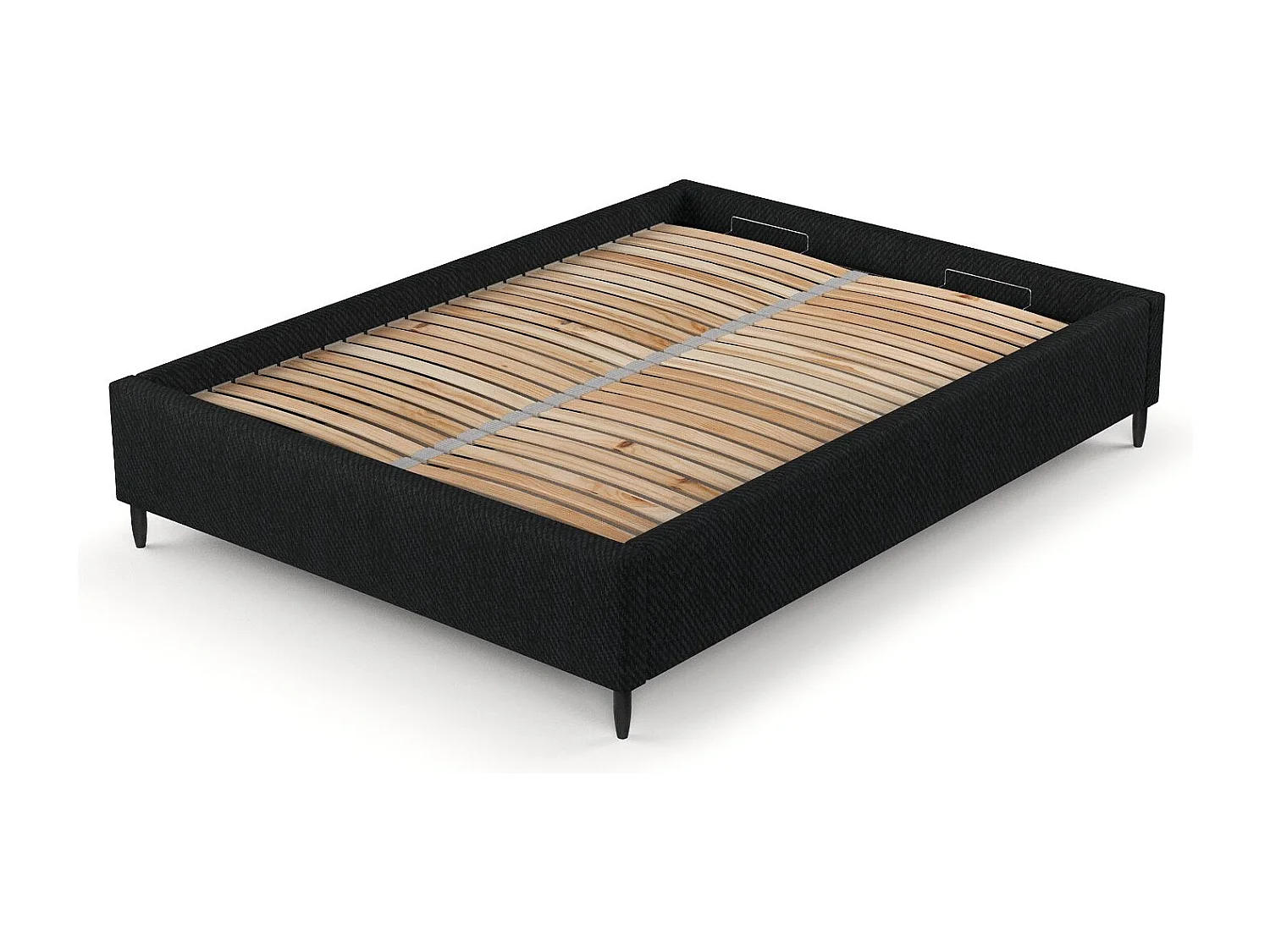 Polsterbett Larch - 160 x 200 cm - Webstoff - schwarz