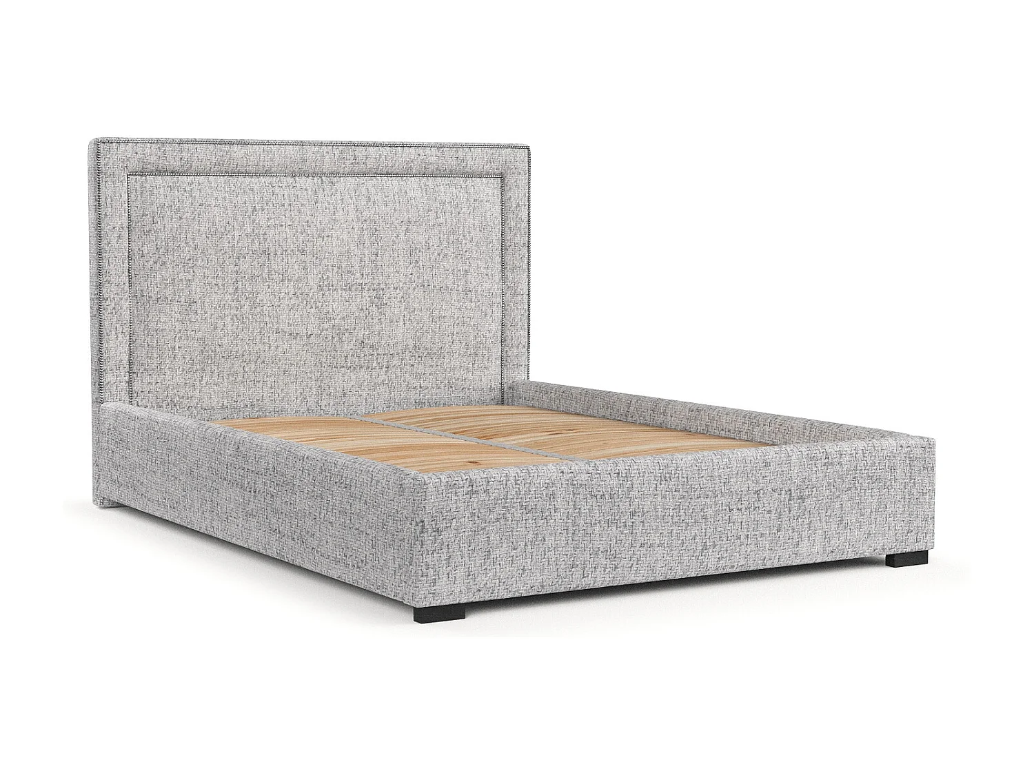 Łóżko tapicerowane Como - 140 x 200 cm - tkanina pleciona - jasnoszary