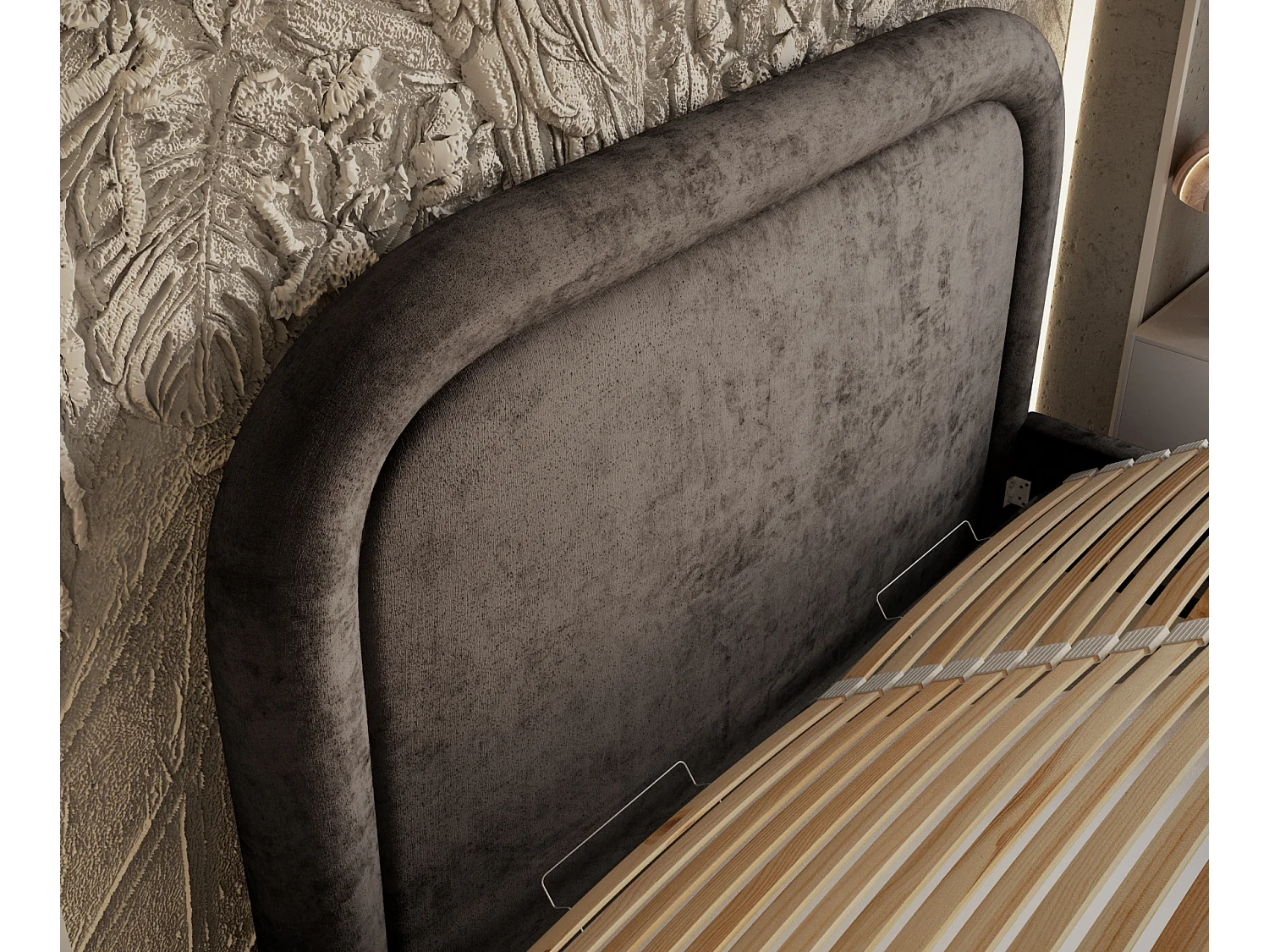 Polsterbett Mija - 160 x 200 cm - Chenille-Stoff - braun