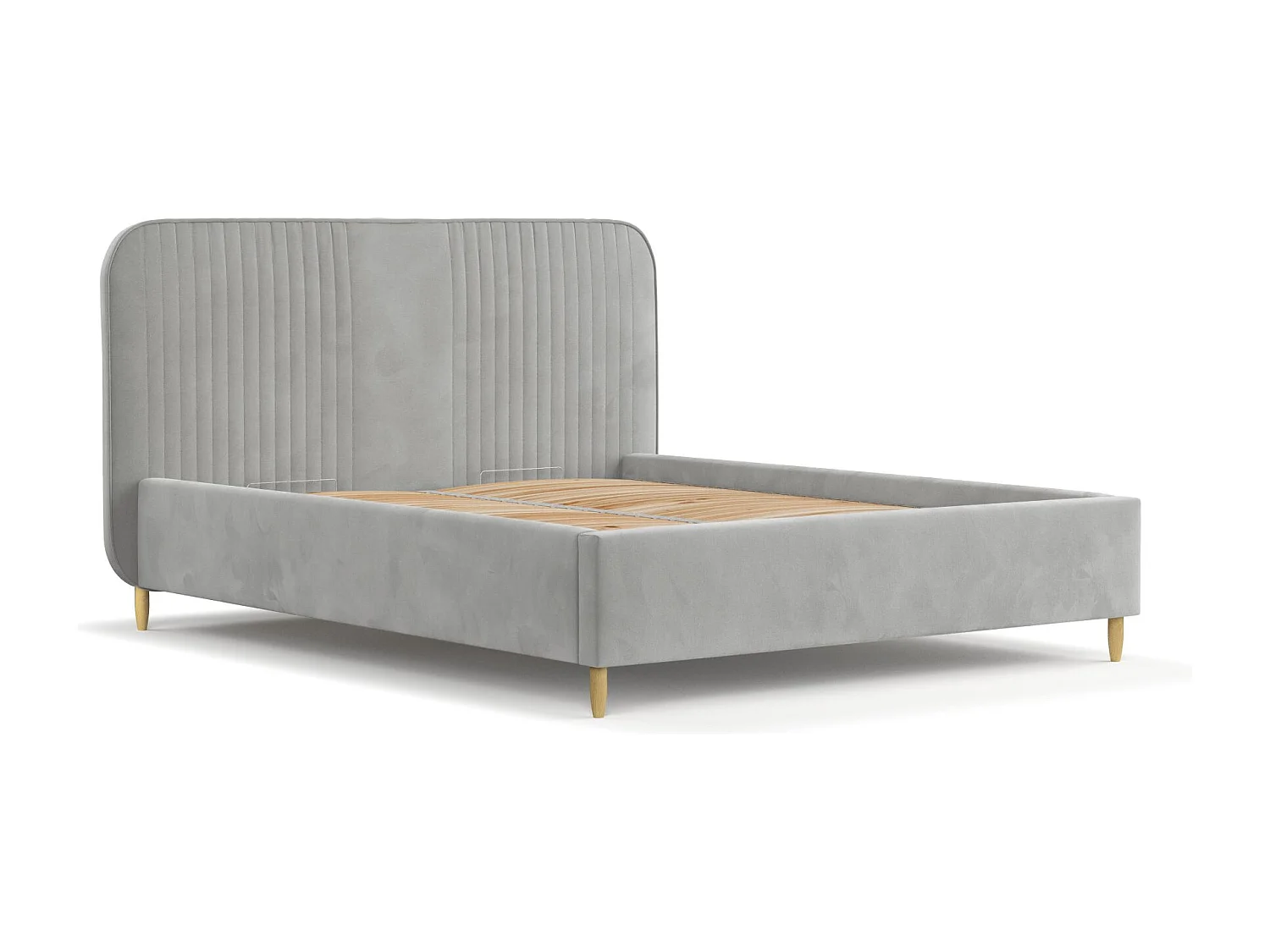 Lit coffre Livy - 140 x 200 cm - velours - gris