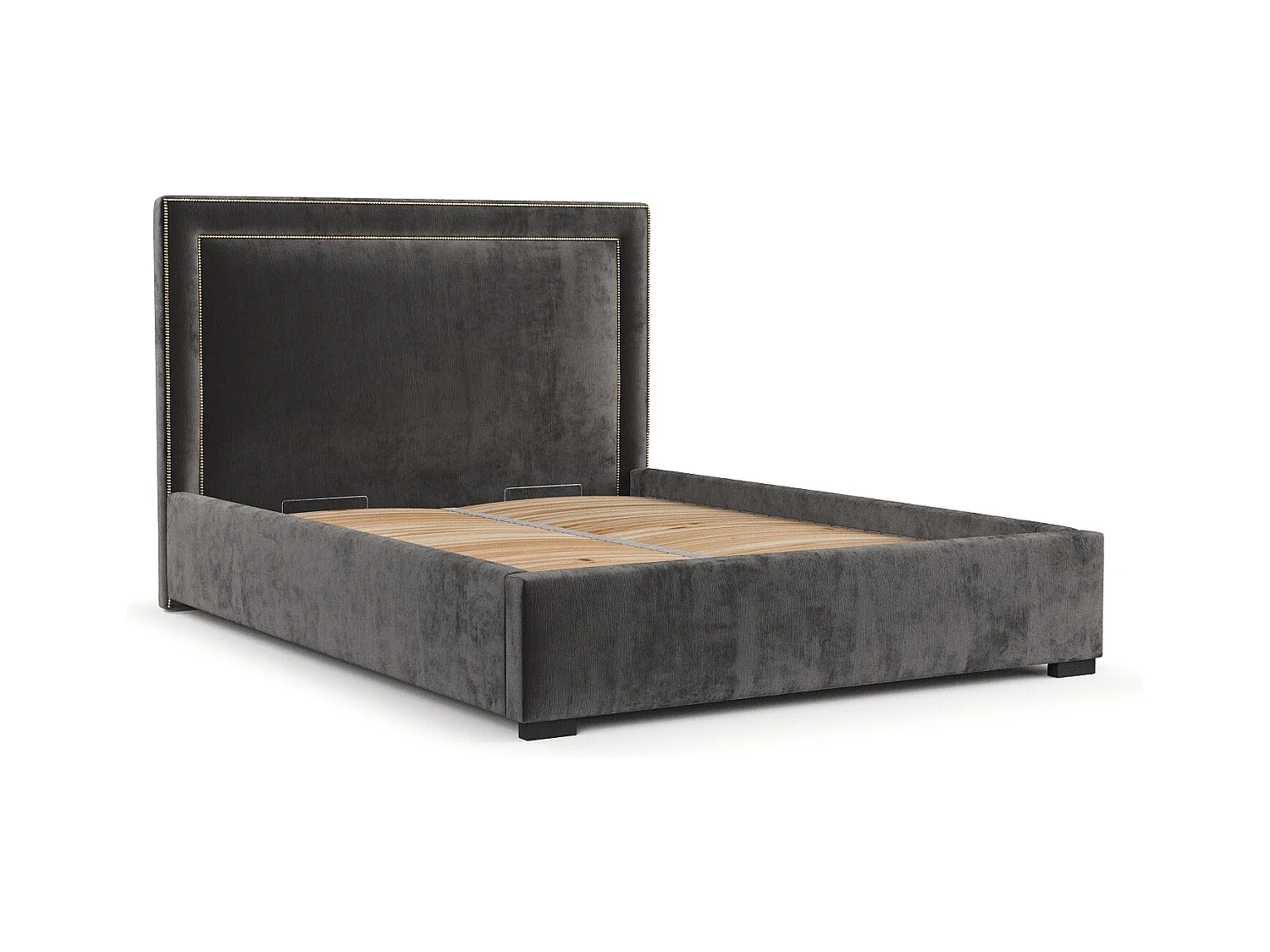 Polsterbett Como - 140 x 200 cm - Chenille-Stoff - dunkelgrau