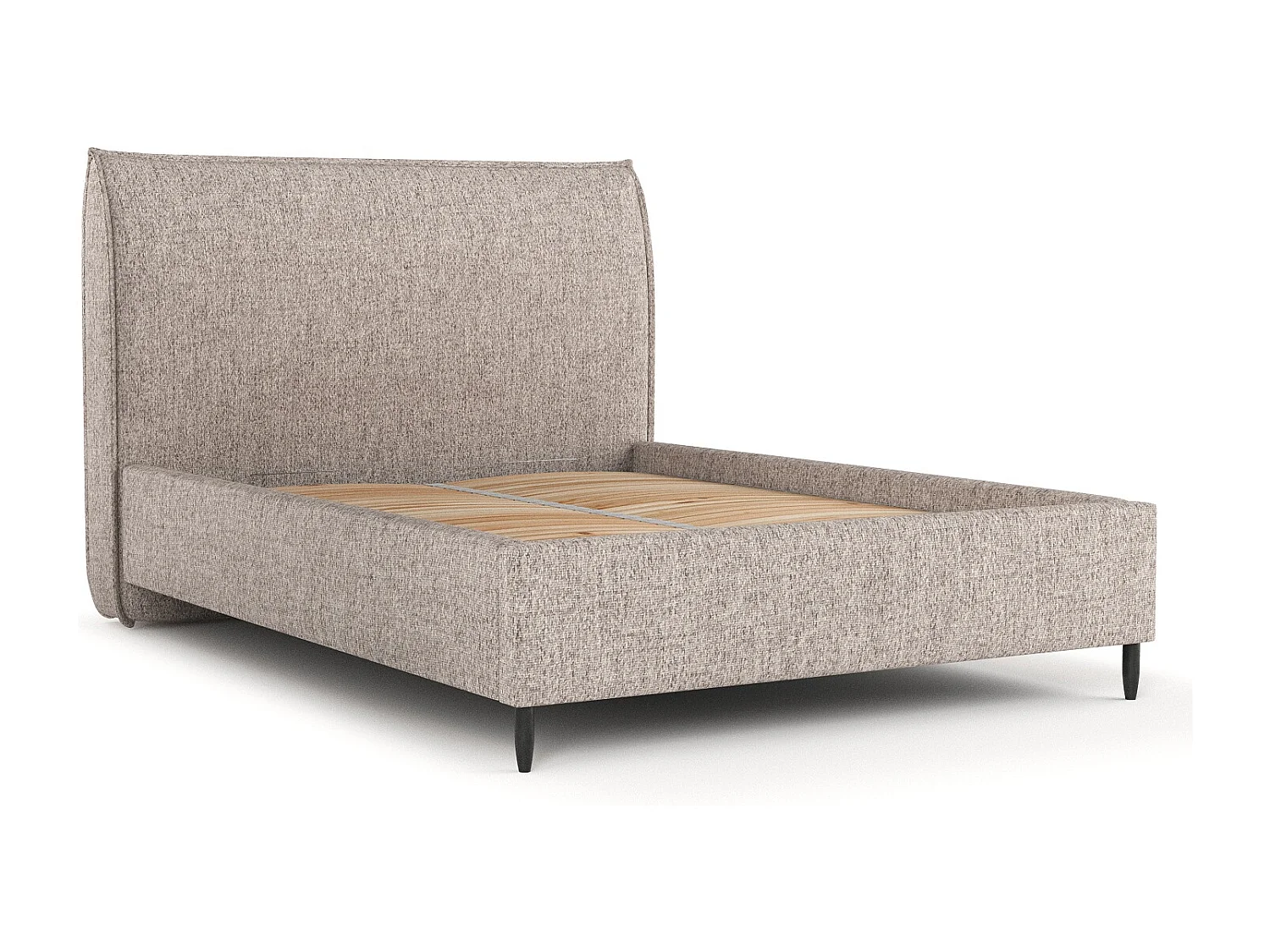 Lit capitonné Shell - 120 x 200 cm - toile tissée - brun clair