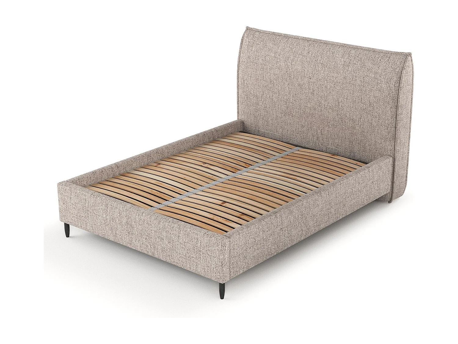 Lit capitonné Shell - 120 x 200 cm - toile tissée - brun clair