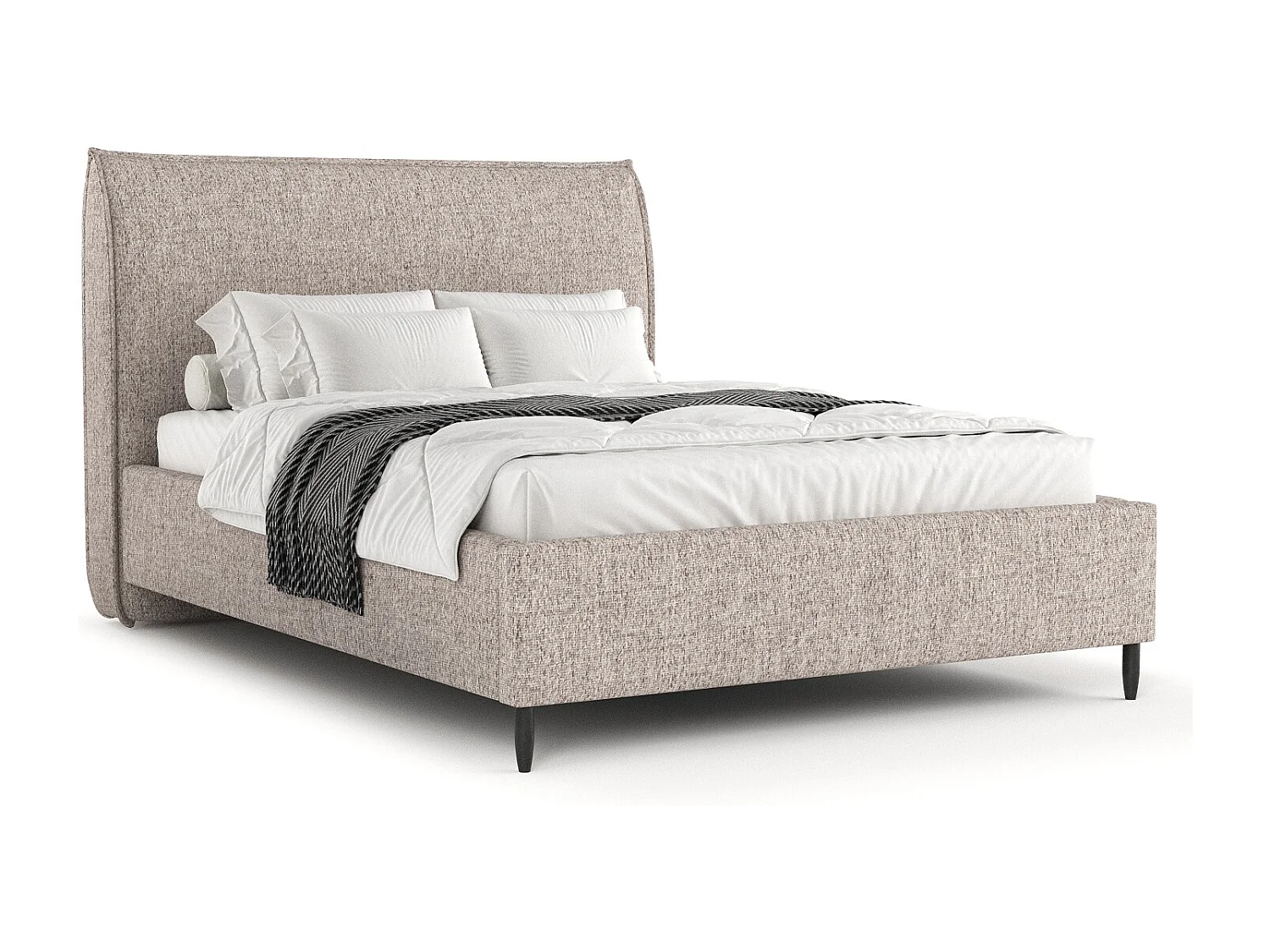 Polsterbett Shell - 120 x 200 cm - Webstoff - hellbraun