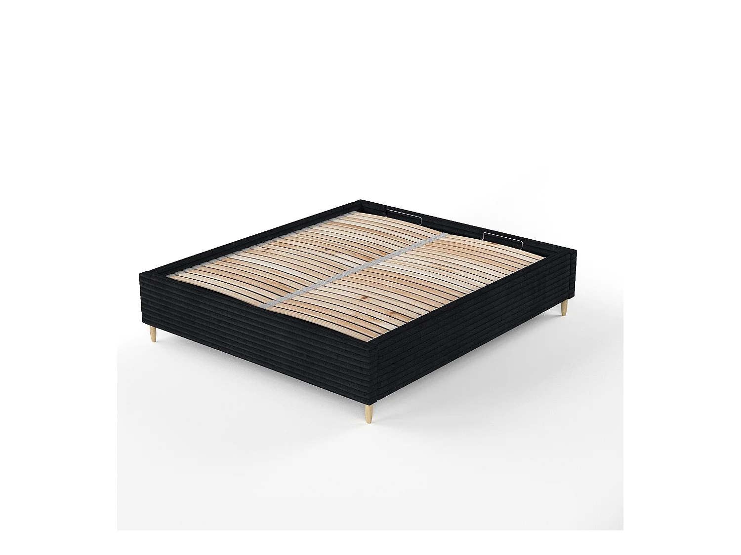 Polsterbett Larch - 120 x 200 cm - Samtstoff - schwarz