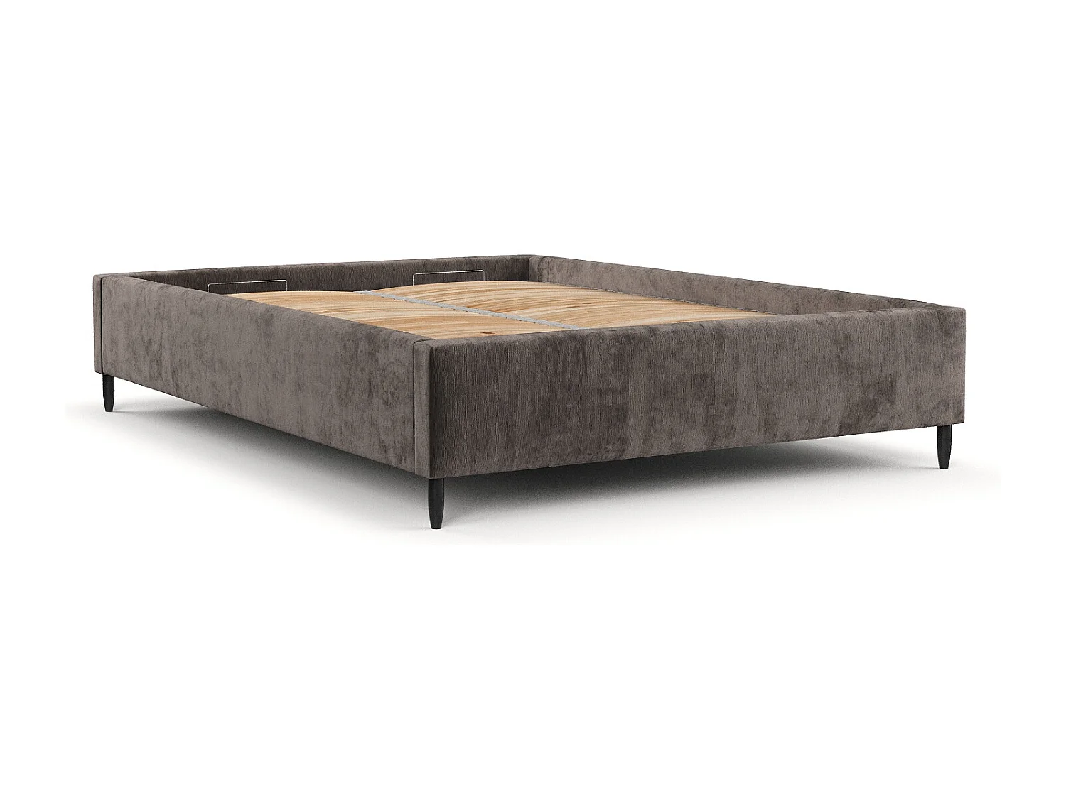 Polsterbett Larch - 160 x 200 cm - Chenille-Stoff - braun