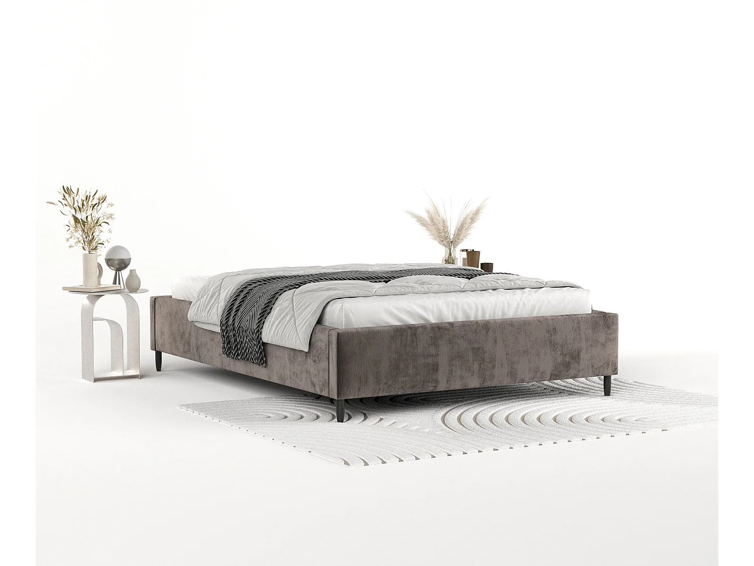 Polsterbett Larch - 160 x 200 cm - Chenille-Stoff - braun