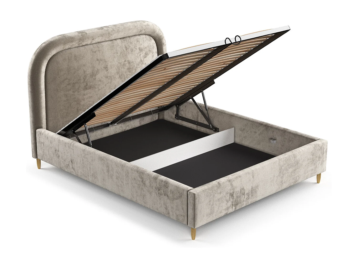 Polsterbett Mija - 180 x 200 cm - Chenille-Stoff - beige