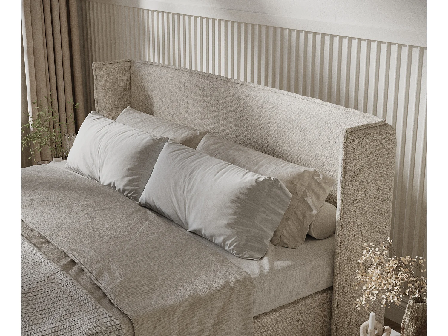 Lit coffre en toile tissée Ritual - 140 x 200 cm - beige