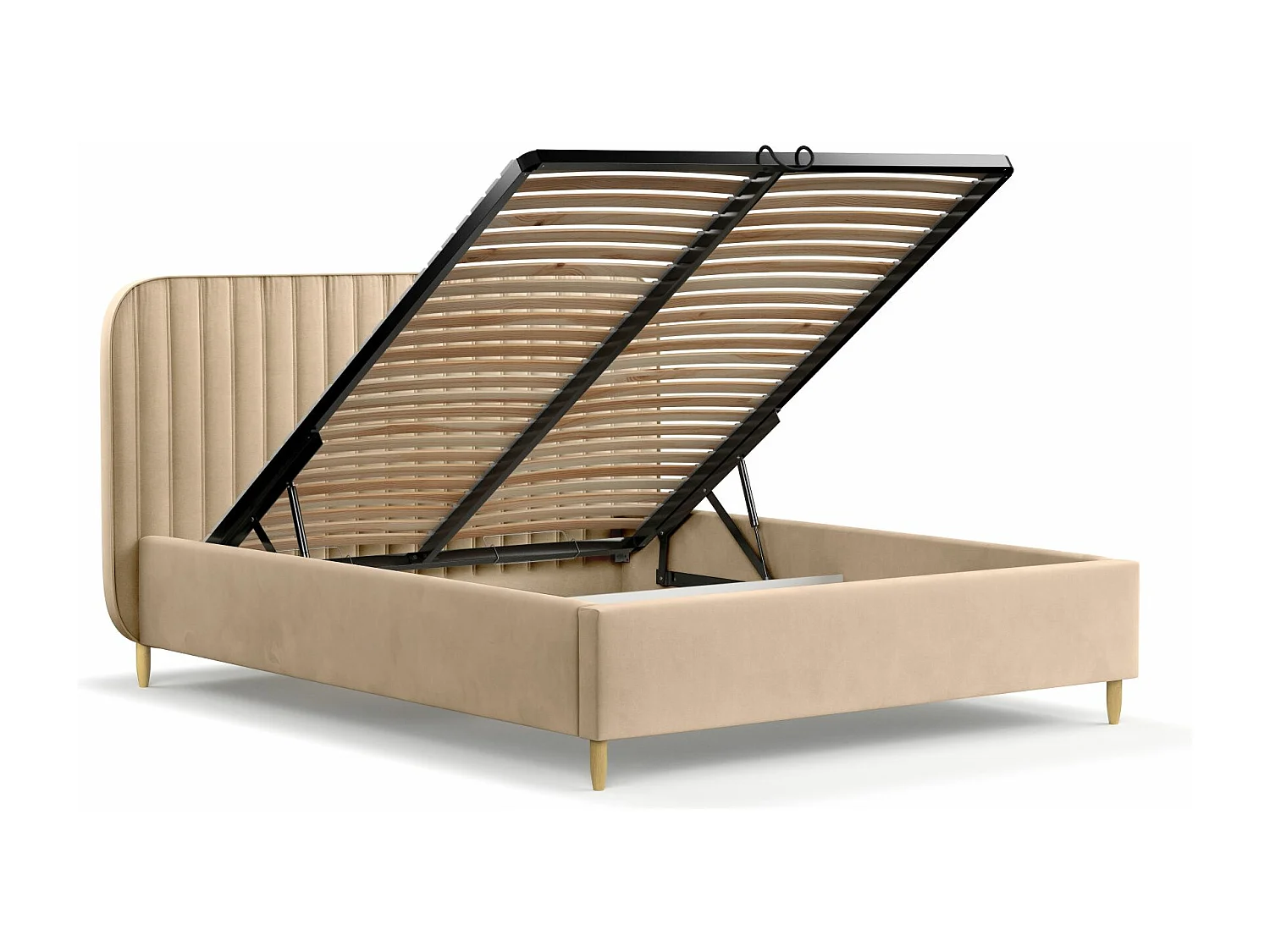 Lit coffre Noto - 180 x 200 cm - velours - beige