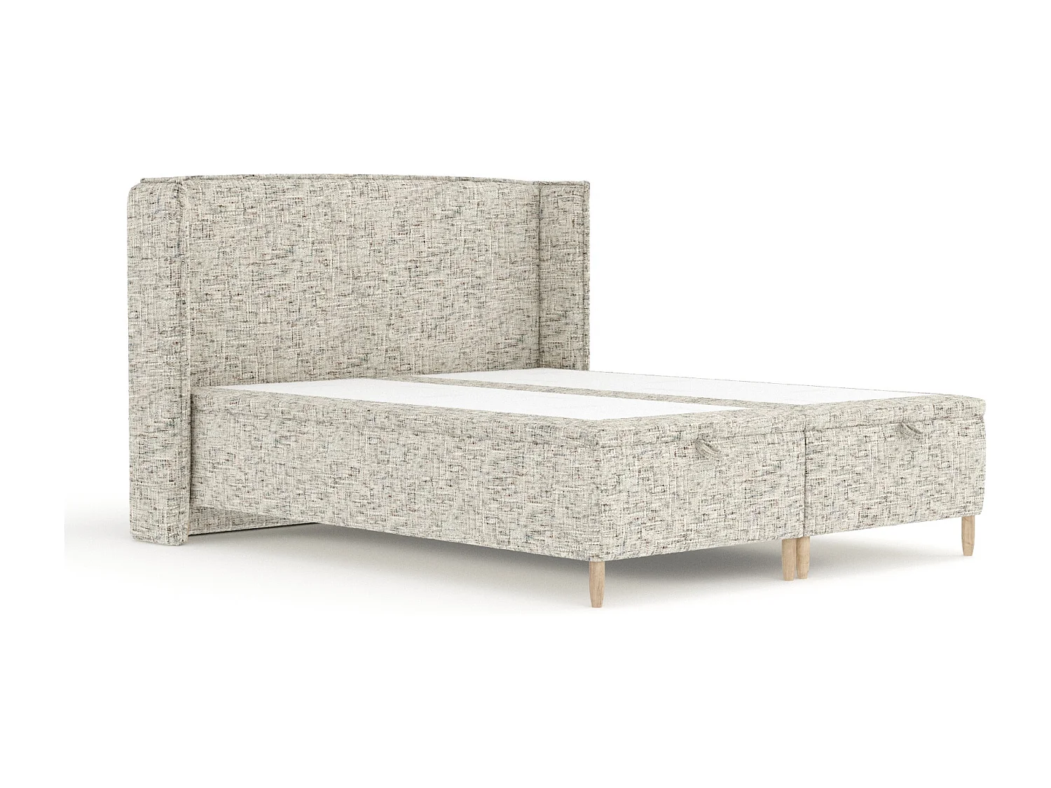 Lit coffre en toile tissée Ritual - 200 x 200 cm - beige mélangé