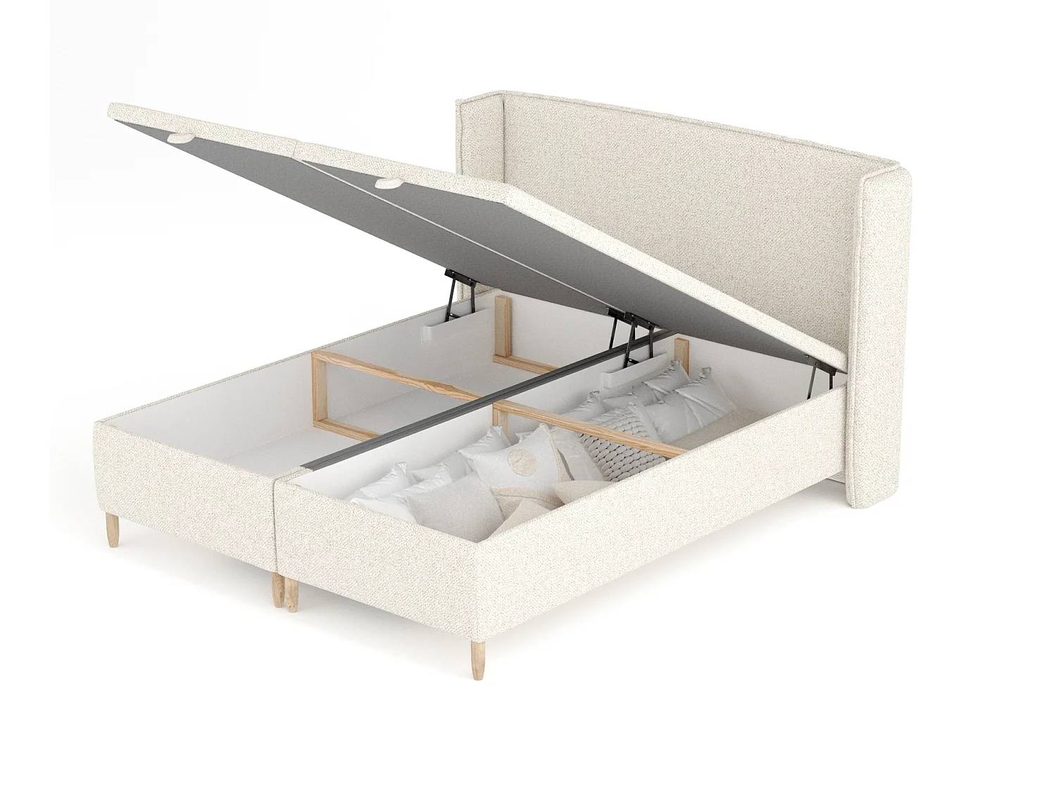 Łóżko tapicerowane w tkaninie boucle Ritual - 180 x 200 cm - kremowy