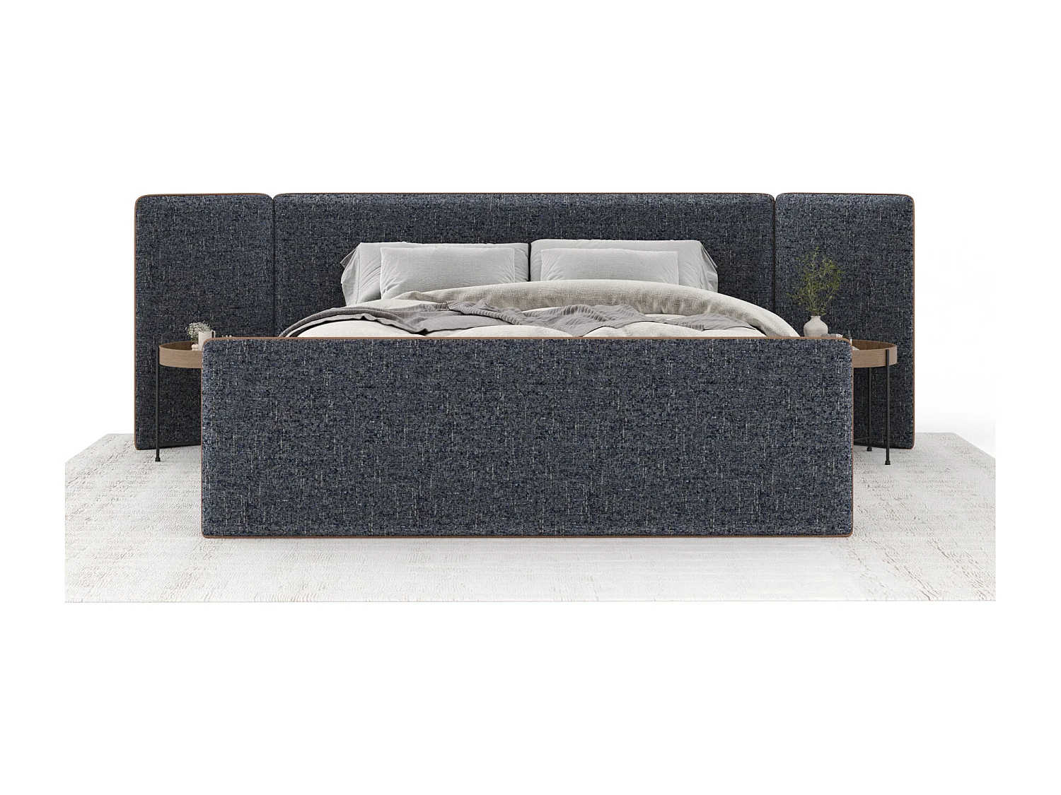 Polsterbett Tokyo - 200 x 200 cm - Webstoff - marineblau