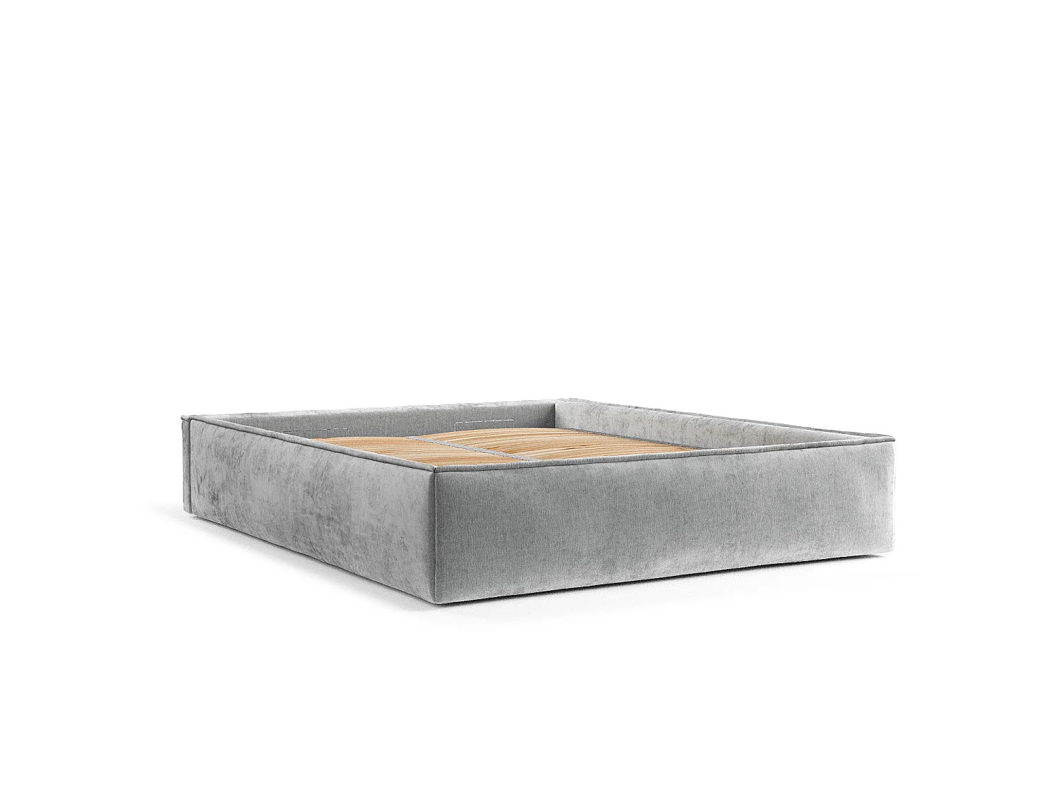 Lit coffre Alvar - 140 x 200 cm - chenille - gris clair