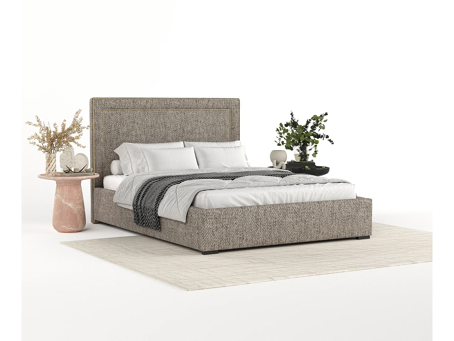 Polsterbett Como - 120 x 200 cm - Webstoff - braun