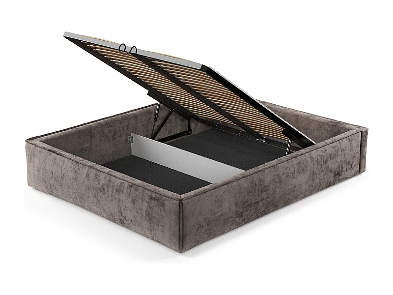 Polsterbett Alvar - 160 x 200 cm - Chenille-Stoff - braun