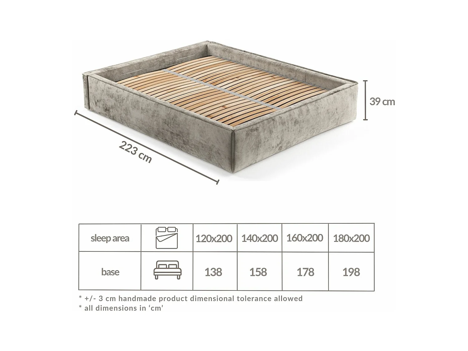 Polsterbett Alvar - 160 x 200 cm - Chenille-Stoff - braun