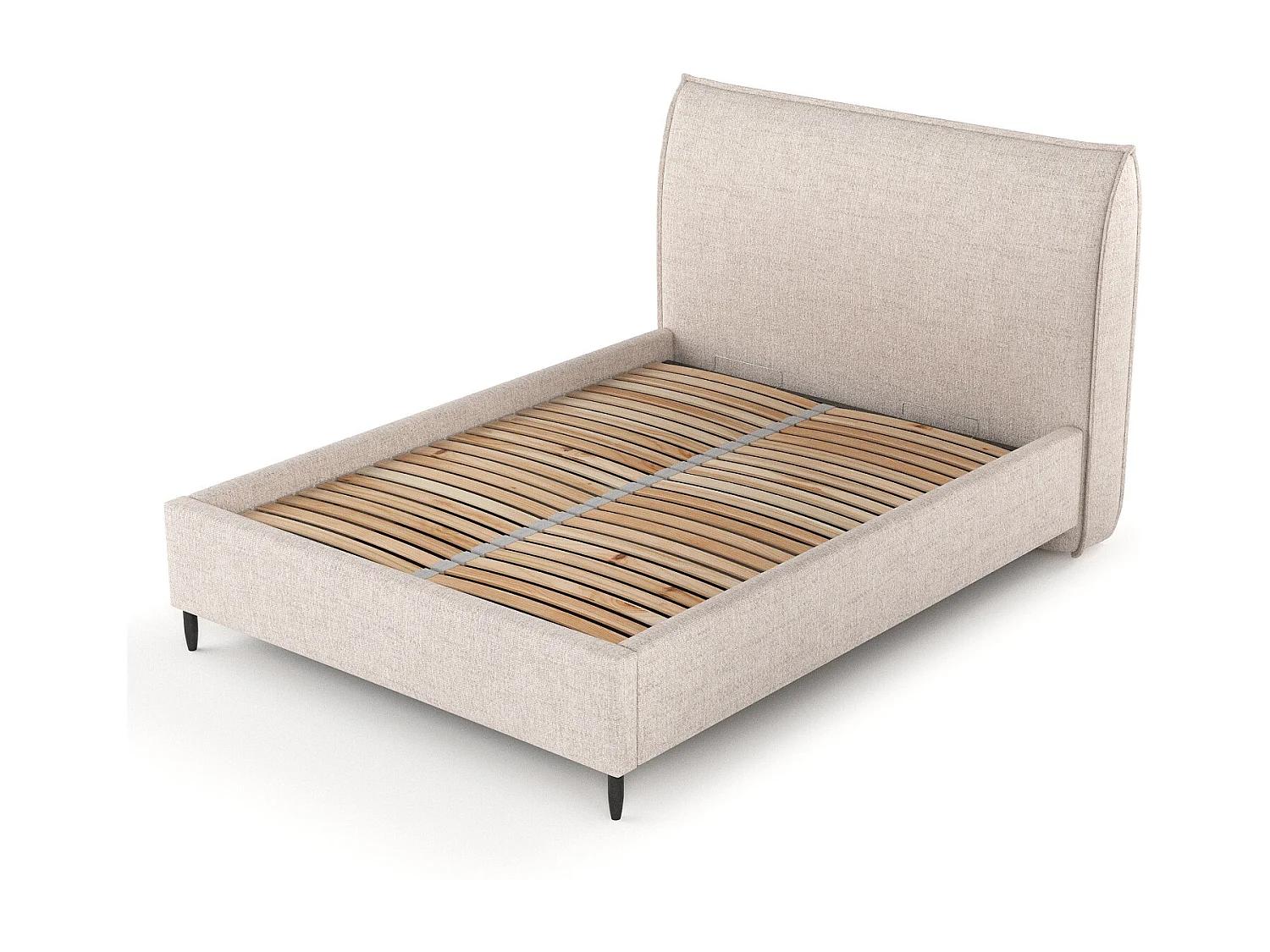 Polsterbett Shell - 160 x 200 cm - Webstoff - beige