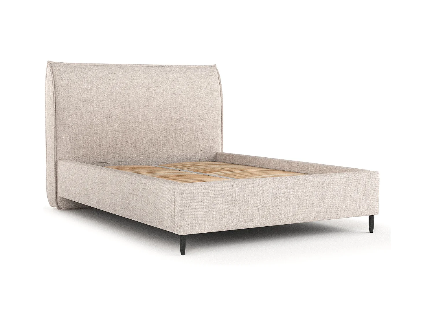 Polsterbett Shell - 160 x 200 cm - Webstoff - beige