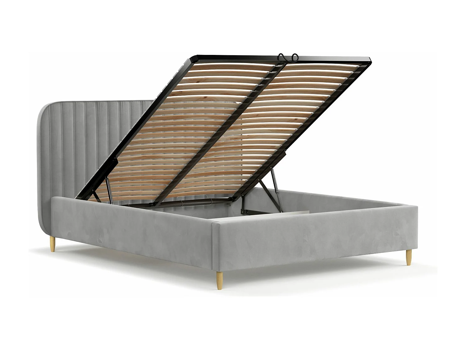 Lit coffre Noto - 180 x 200 cm - velours - gris