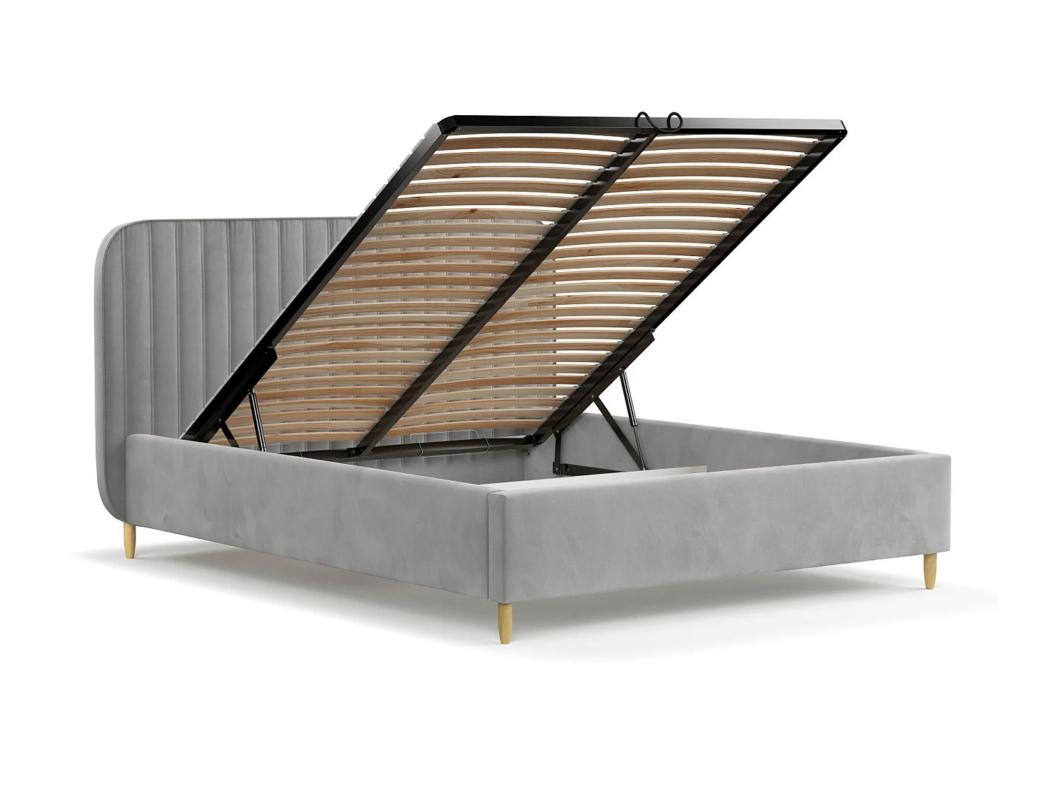 Gestoffeerd bed van velvet stof Noto - 180x200 cm -grijs