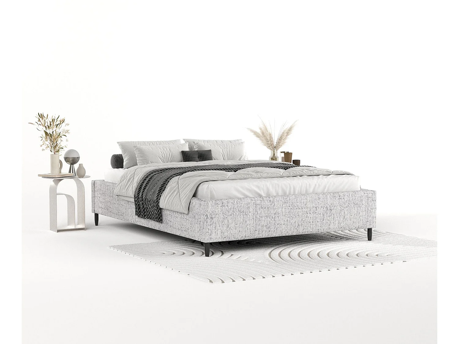 Polsterbett Larch - 120 x 200 cm - Webstoff - hellgrau