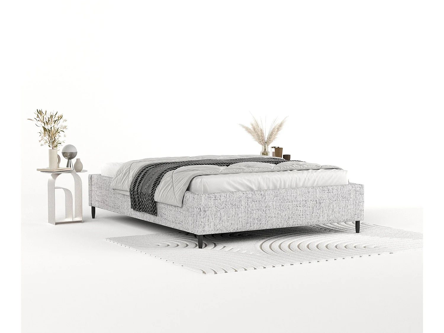 Polsterbett Larch - 120 x 200 cm - Webstoff - hellgrau
