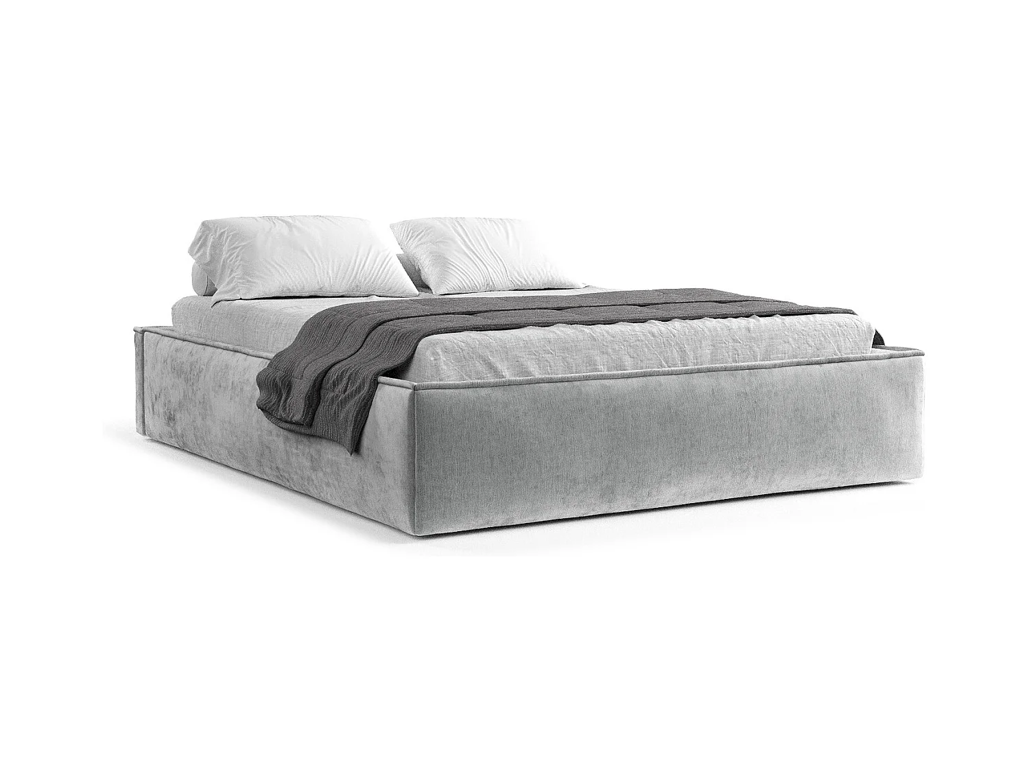 Polsterbett Alvar - 160 x 200 cm - Chenille-Stoff - hellgrau