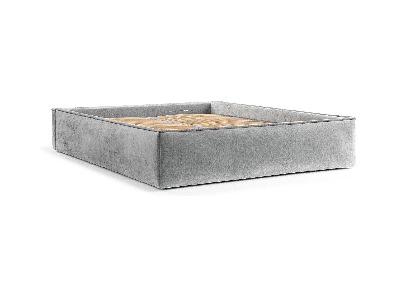 Polsterbett Alvar - 160 x 200 cm - Chenille-Stoff - hellgrau
