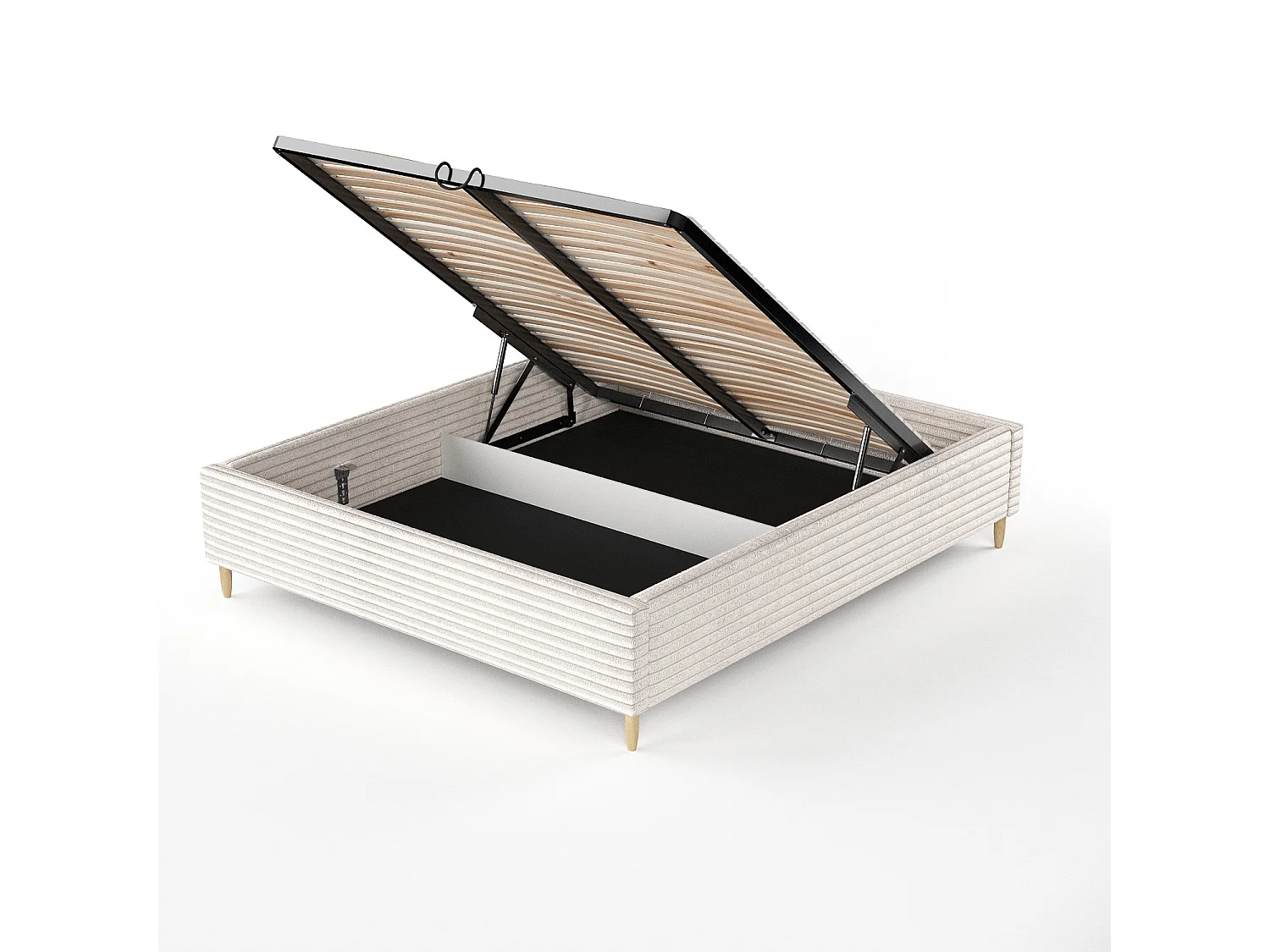 Lit capitonné Larch - 180 x 200 cm - velours - creme