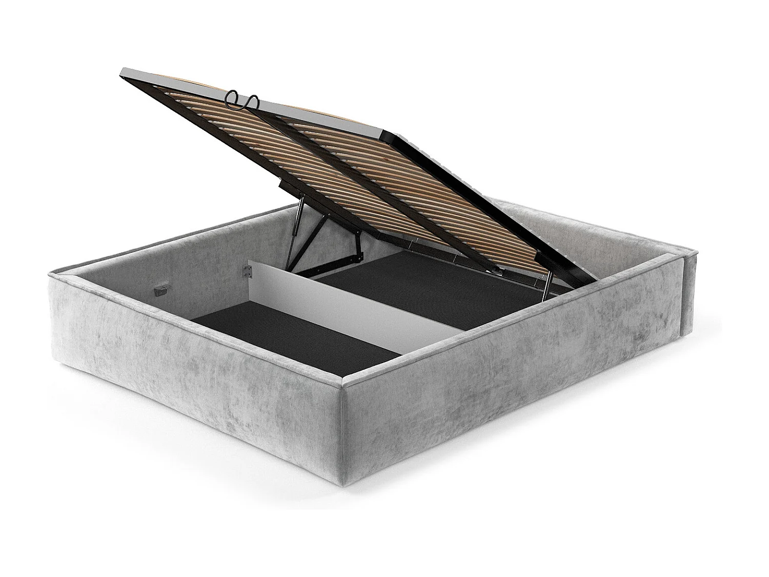 Lit coffre Alvar - 120 x 200 cm - chenille - gris clair