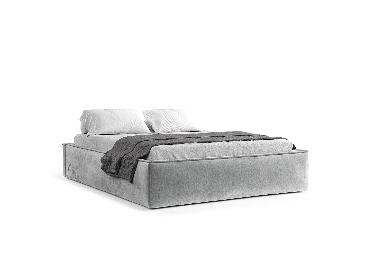 Lit coffre Alvar - 120 x 200 cm - chenille - gris clair