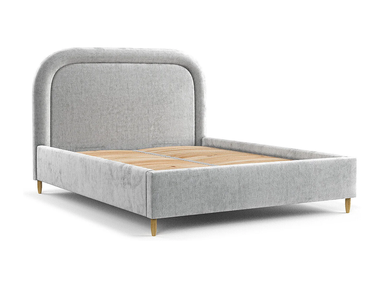 Polsterbett Mija - 160 x 200 cm - Chenille-Stoff - hellgrau