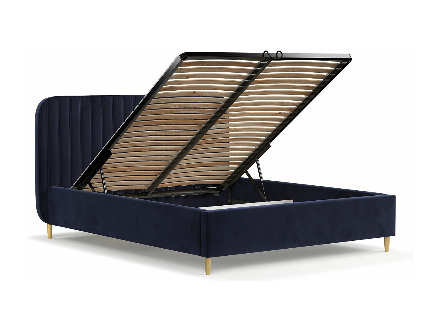 Lit coffre Noto - 120 x 200 cm - velours - bleu marine