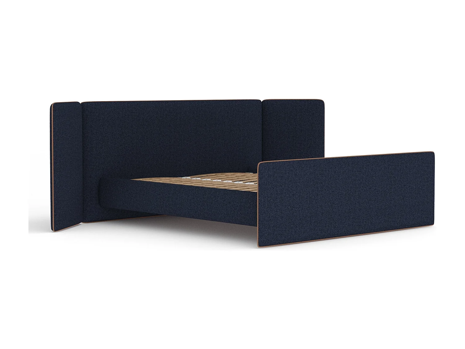 Lit coffre Tokyo - 140 x 200 cm - toile tissée - bleu marine