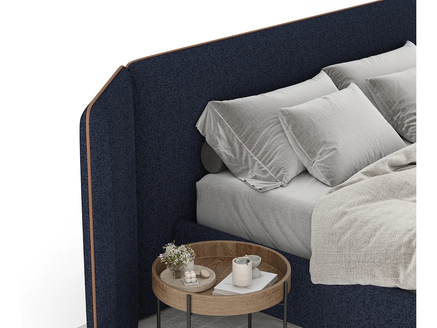 Polsterbett Tokyo - 140 x 200 cm - Webstoff - marineblau