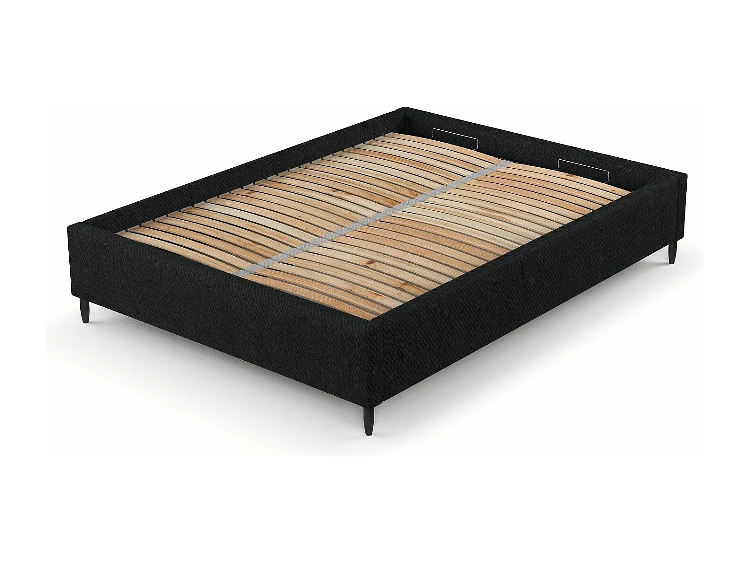 Polsterbett Larch - 200 x 200 cm - Webstoff - schwarz