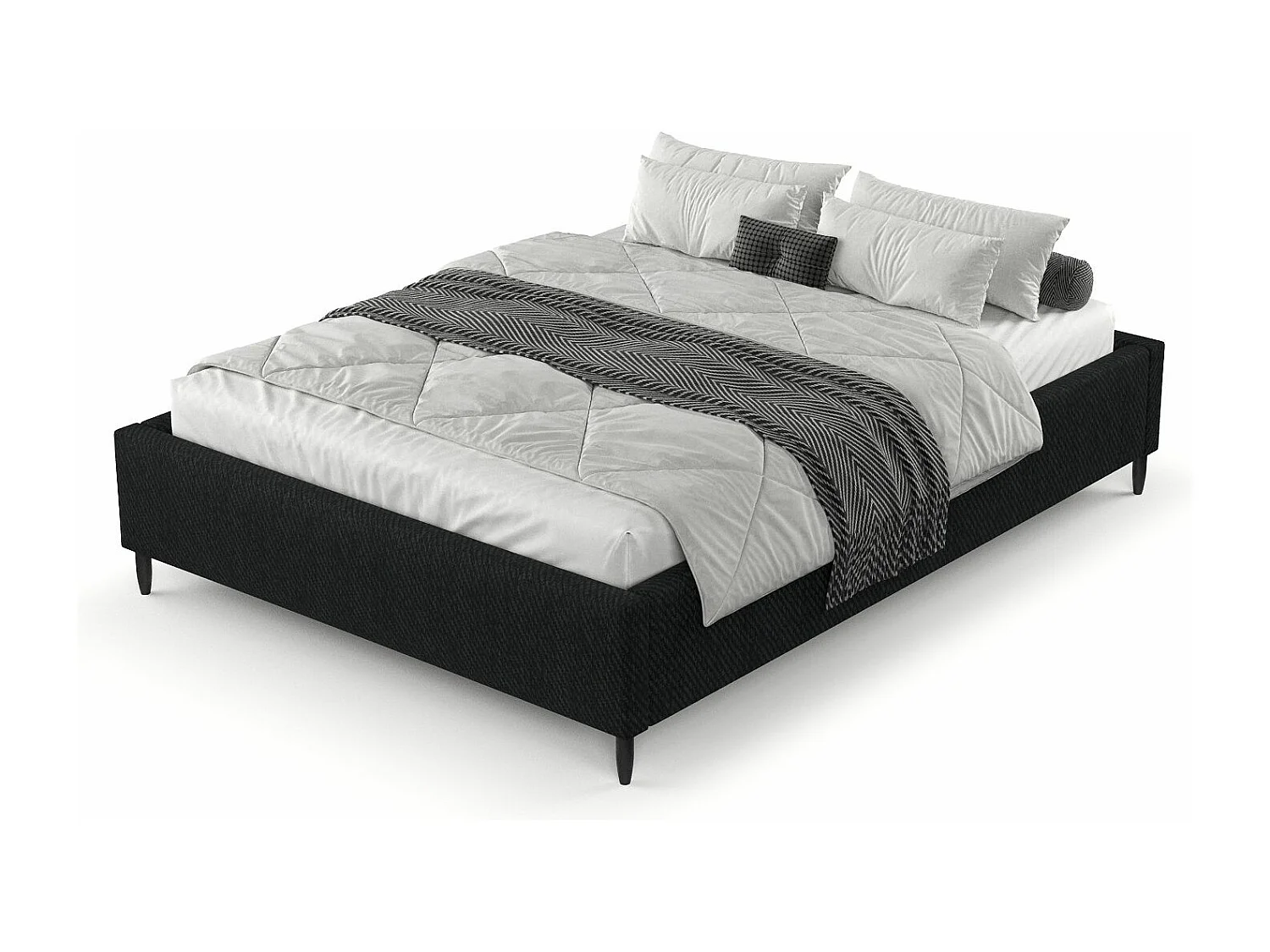 Polsterbett Larch - 200 x 200 cm - Webstoff - schwarz