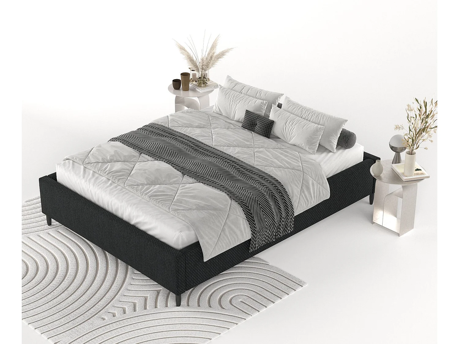 Polsterbett Larch - 120 x 200 cm - Webstoff - schwarz